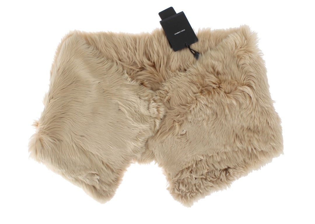 Dolce & Gabbana Elegant Alpaca Fur Shoulder Wrap in Beige IT40 | XS