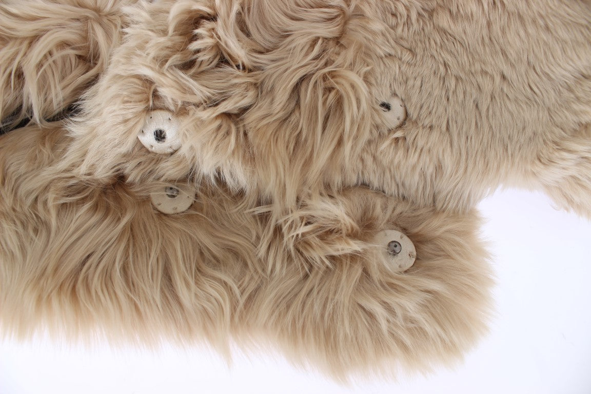 Dolce & Gabbana Elegant Alpaca Fur Shoulder Wrap in Beige IT40 | XS