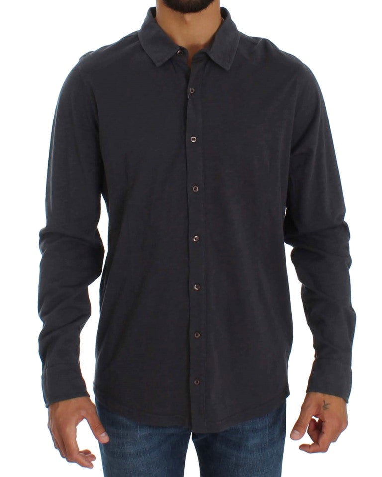 Alpha Massimo Rebecchi Sleek Gray Casual Cotton Shirt IT56 | XXL