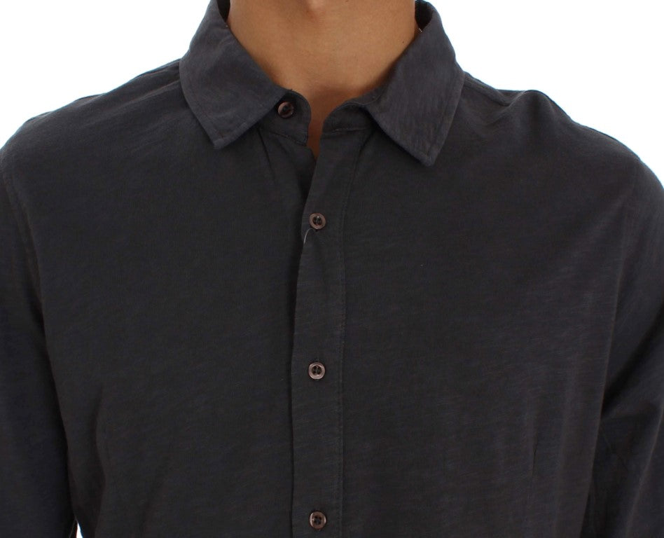 Alpha Massimo Rebecchi Sleek Gray Casual Cotton Shirt IT56 | XXL