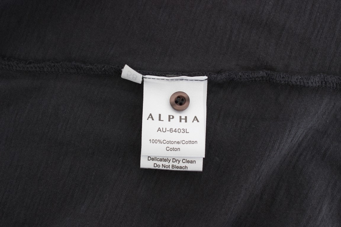 Alpha Massimo Rebecchi Sleek Gray Casual Cotton Shirt IT56 | XXL