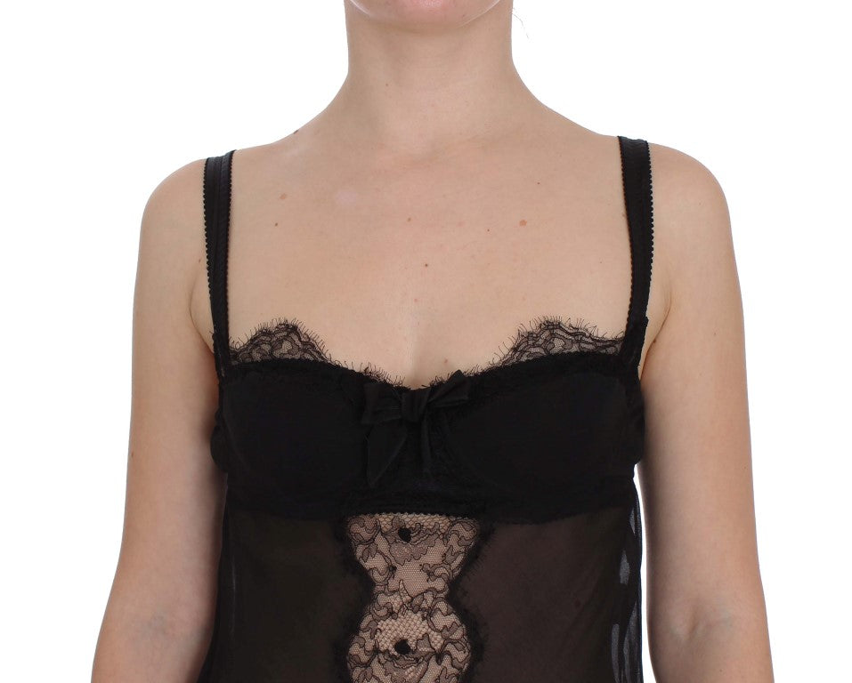 Dolce & Gabbana Elegant Silk Floral Lace Babydoll Chemise IT2 / S