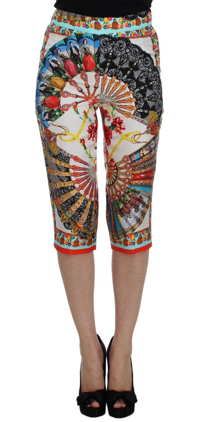 Dolce & Gabbana Multicolor Majolica Silk Capri Pants IT38 | XS