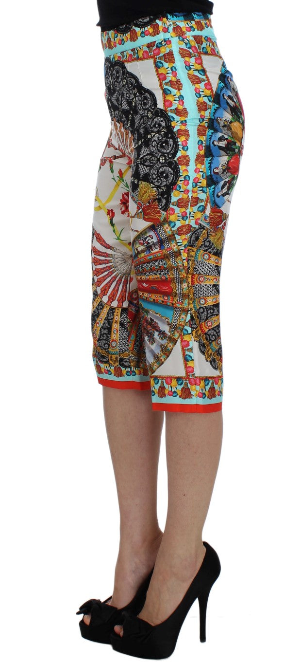 Dolce & Gabbana Multicolor Majolica Silk Capri Pants IT38 | XS