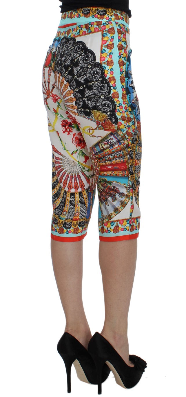 Dolce & Gabbana Multicolor Majolica Silk Capri Pants IT38 | XS