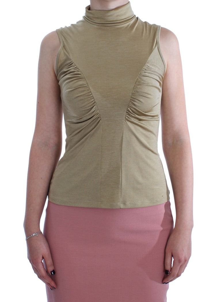 Exte Glamorous Gold Turtleneck Vest Top IT44 | M