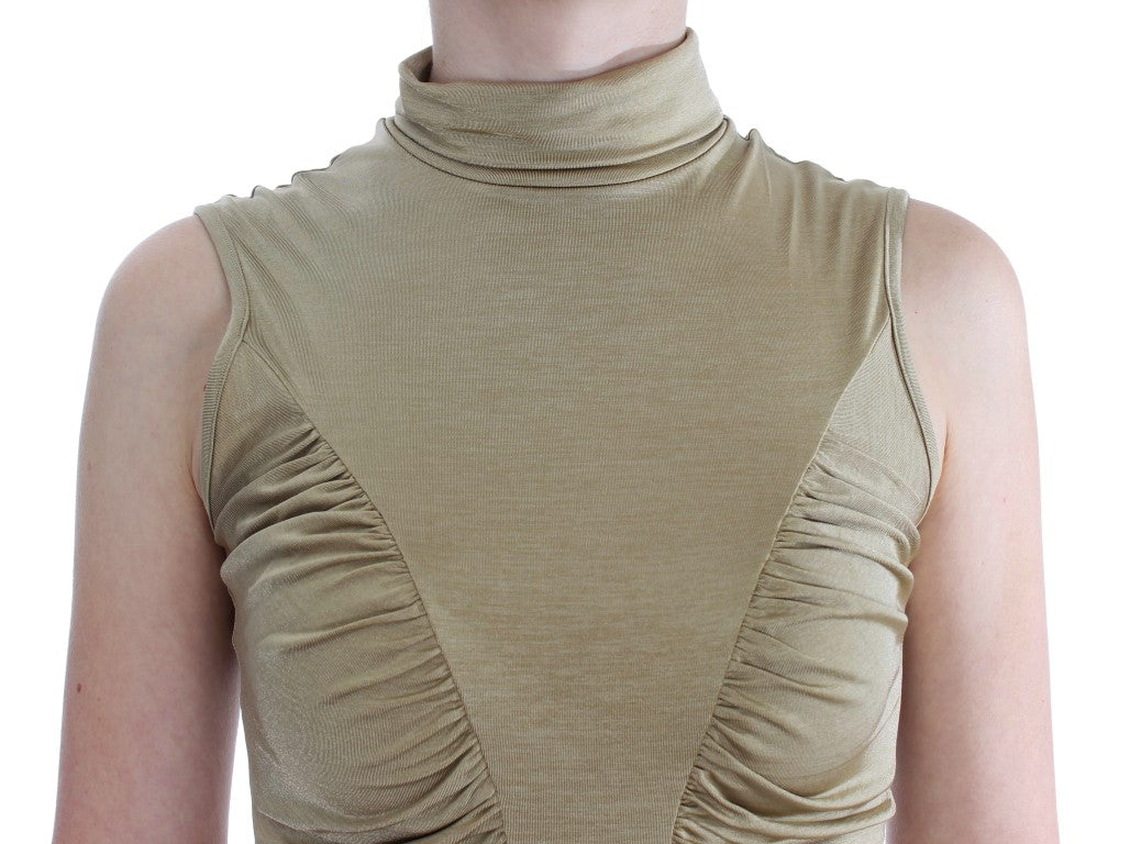 Exte Glamorous Gold Turtleneck Vest Top IT44 | M