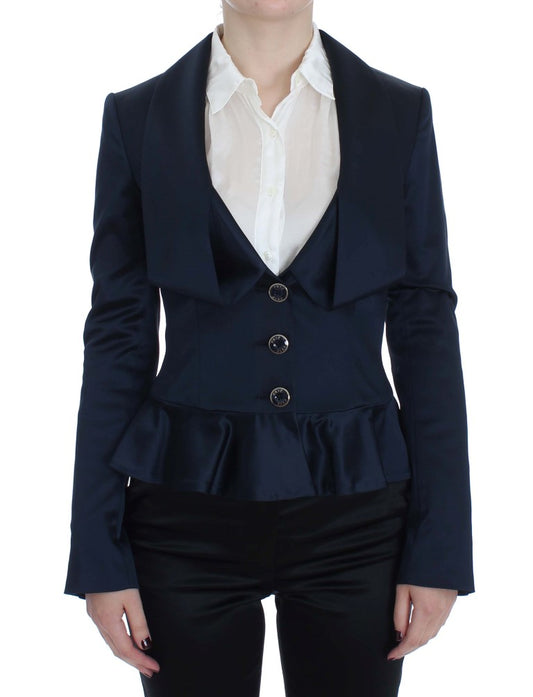 Exte Elegant Blue Blazer Jacket with Designer Flair IT40 | S