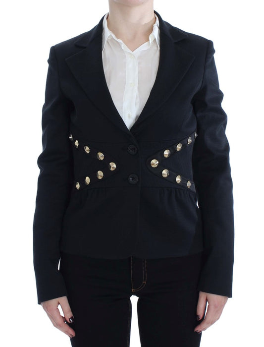 Exte Chic Black Stretch Blazer with Gold Button Detail IT44 | L