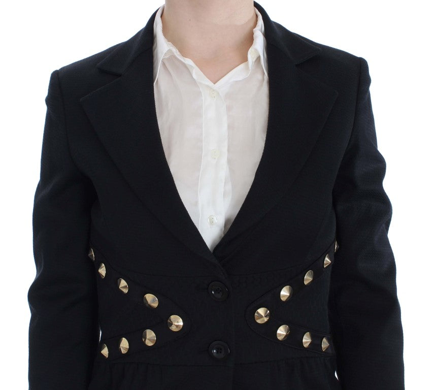 Exte Chic Black Stretch Blazer with Gold Button Detail IT44 | L