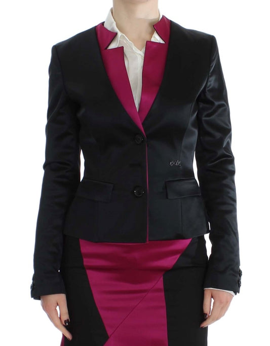 Exte Chic Black and Pink Single-Breasted Blazer IT40 | S