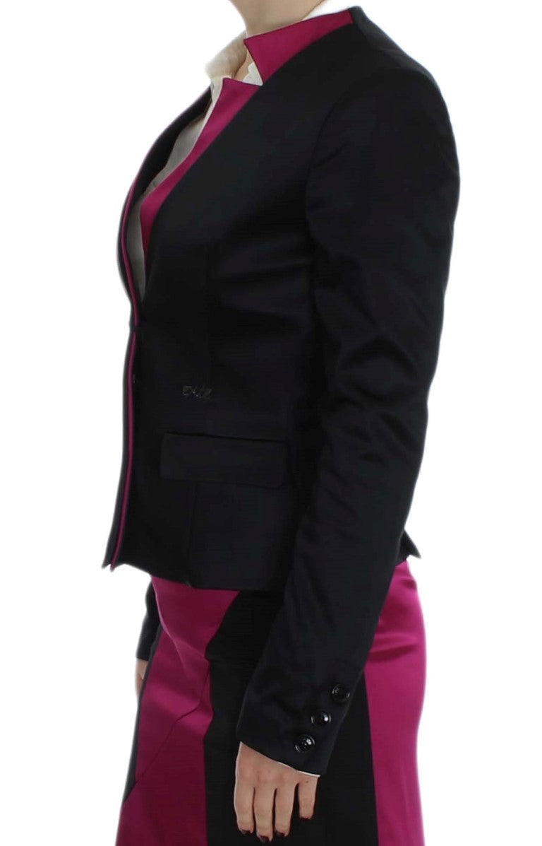 Exte Chic Black and Pink Single-Breasted Blazer IT40 | S