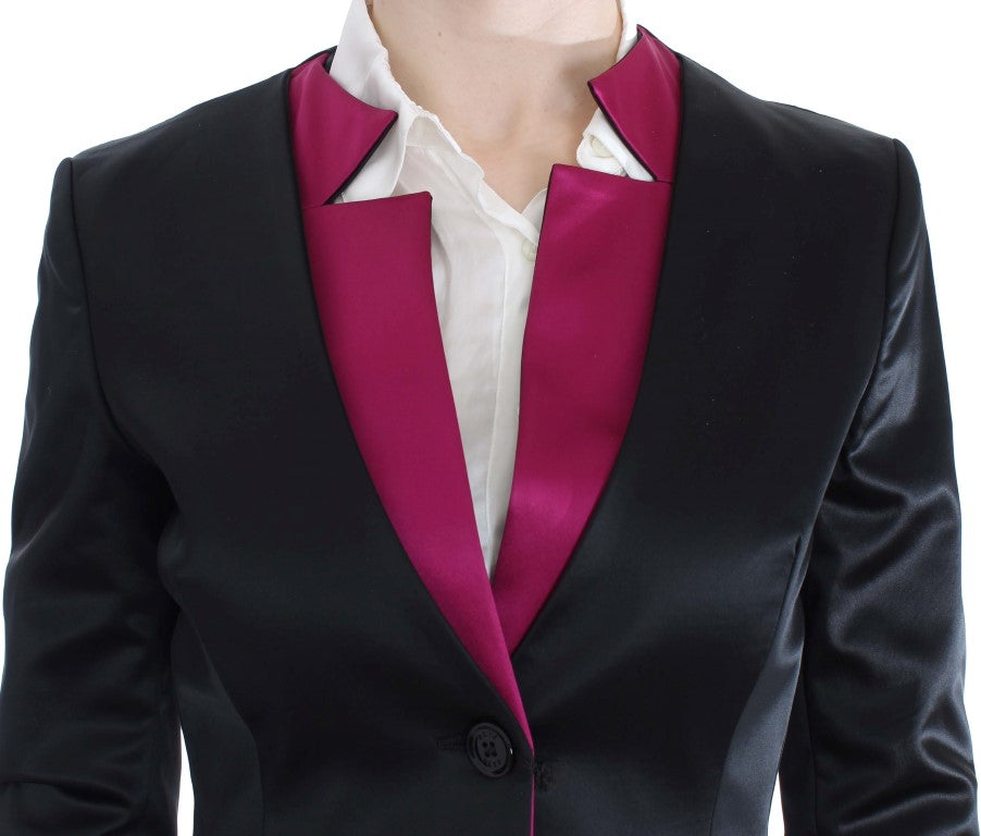 Exte Chic Black and Pink Single-Breasted Blazer IT40 | S