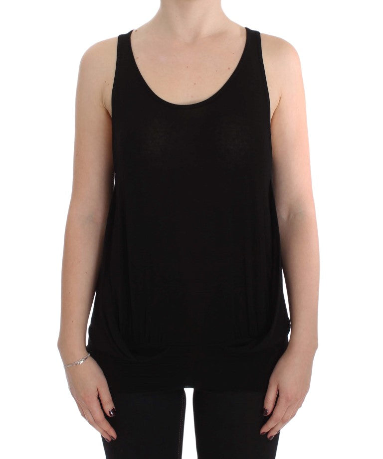 PLEIN SUD Sleek Black Cami Blouse Tank Top IT46 | L