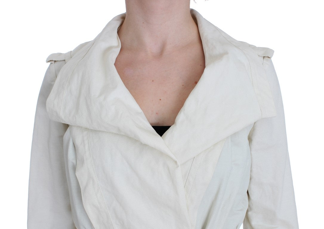 PLEIN SUD Elegant White Wrap Trench Jacket IT42 | S