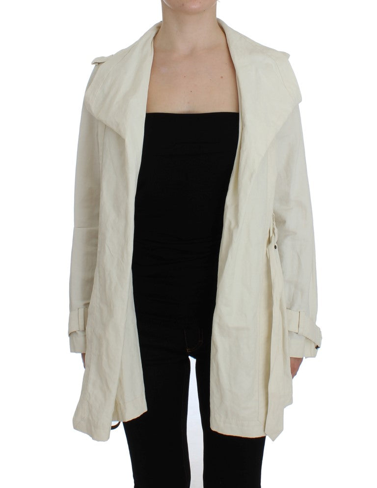 PLEIN SUD Elegant White Wrap Trench Jacket IT42 | S