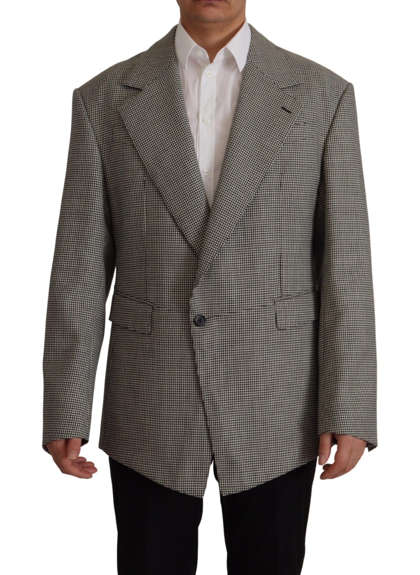 Dolce & Gabbana Elegant Gray Checkered Wool Blazer IT48 / M