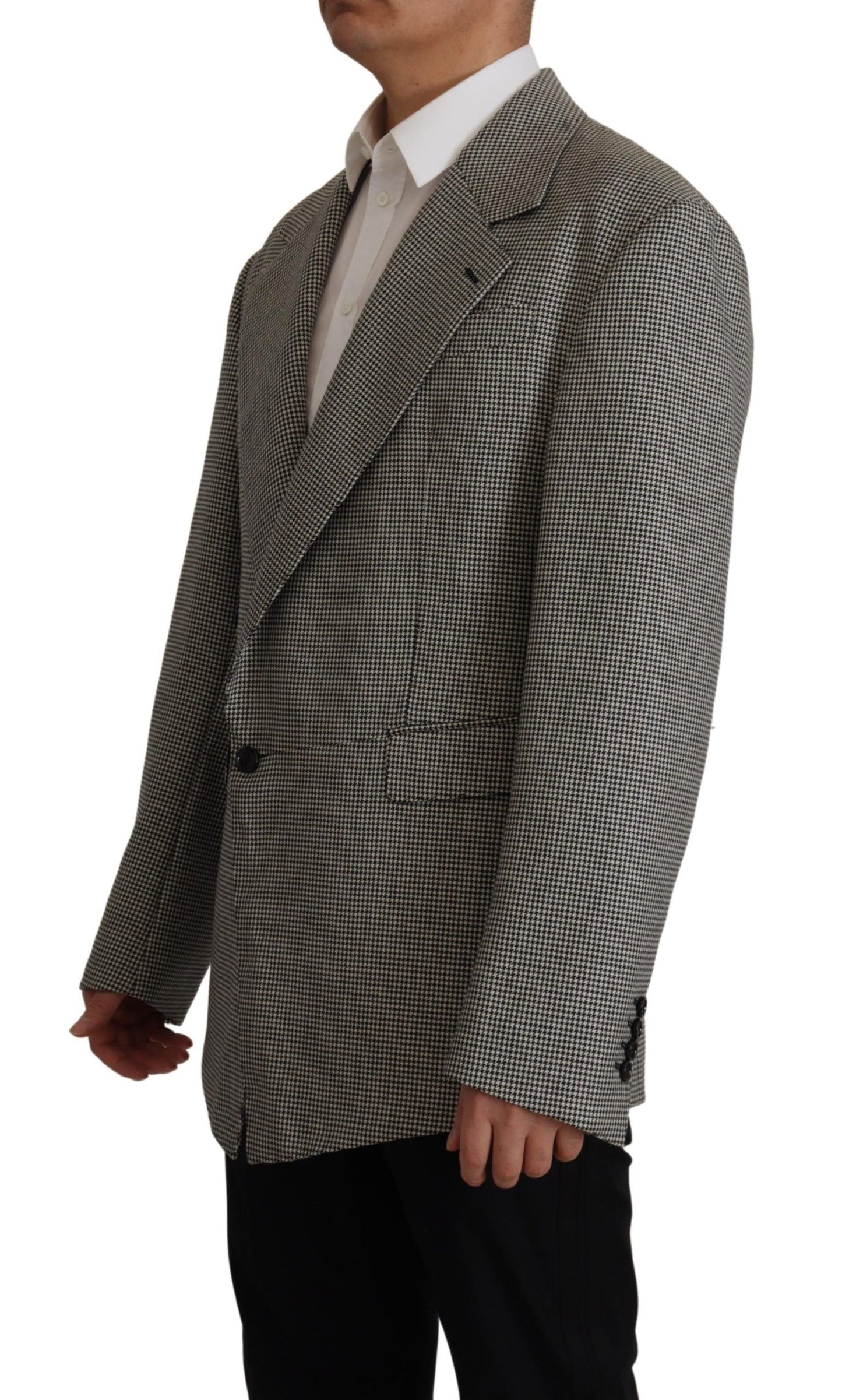 Dolce & Gabbana Elegant Gray Checkered Wool Blazer IT48 / M