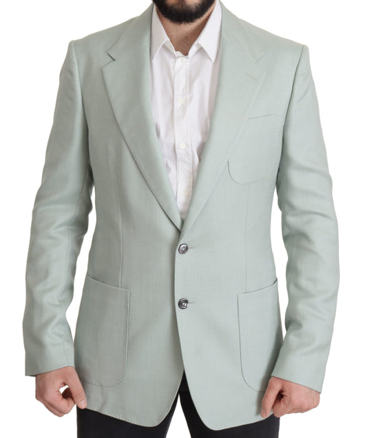 Dolce & Gabbana Elegant Mint Green Silk-Cashmere Blazer IT52 / L