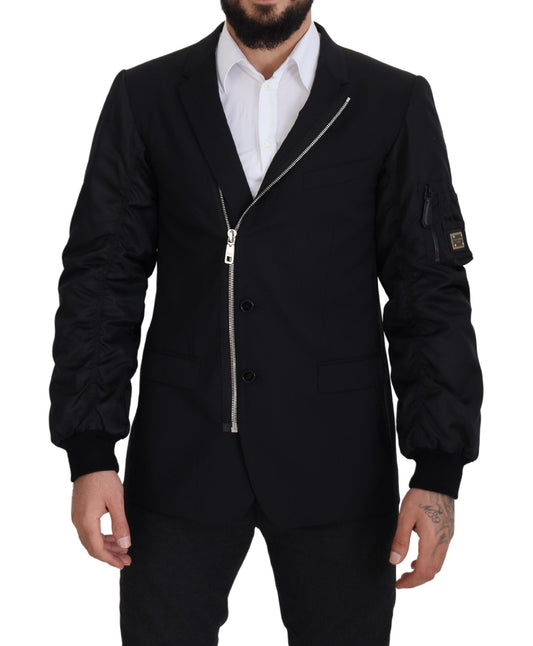 Dolce & Gabbana Elegant Black Virgin Wool Jacket IT50 / L