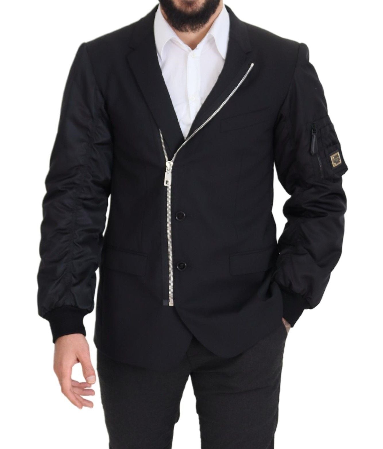 Dolce & Gabbana Elegant Black Virgin Wool Jacket IT50 / L