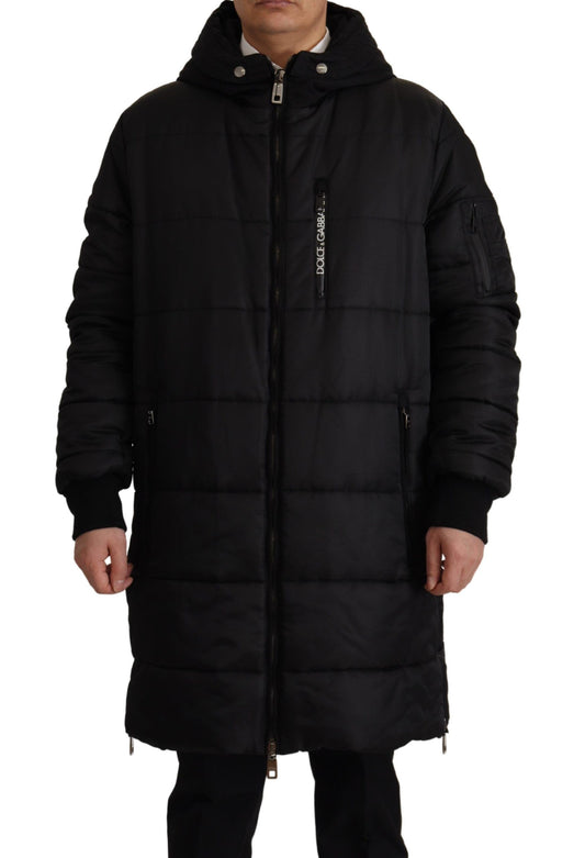 Dolce & Gabbana Elegant Black Hooded Parka Winter Jacket IT46 / S