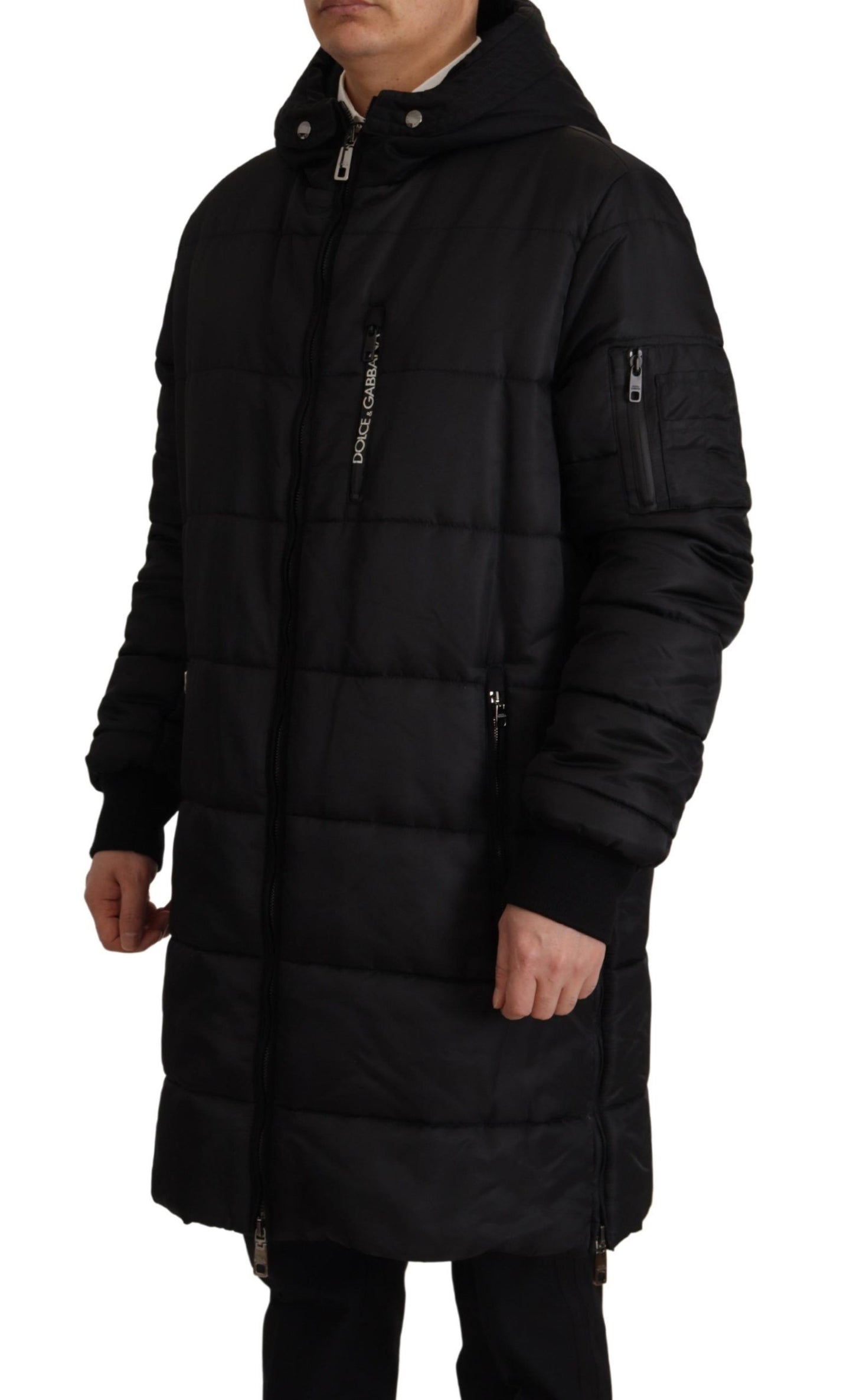 Dolce & Gabbana Elegant Black Hooded Parka Winter Jacket IT46 / S