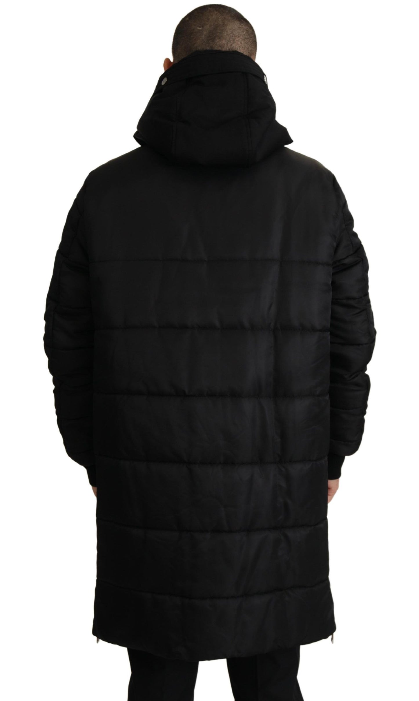 Dolce & Gabbana Elegant Black Hooded Parka Winter Jacket IT46 / S