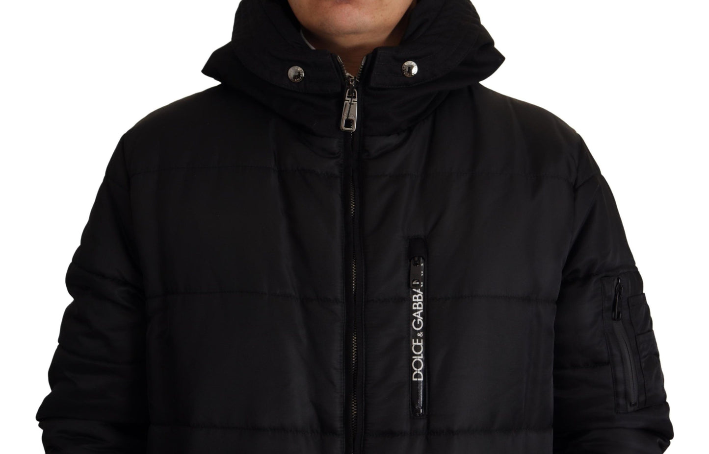 Dolce & Gabbana Elegant Black Hooded Parka Winter Jacket IT46 / S