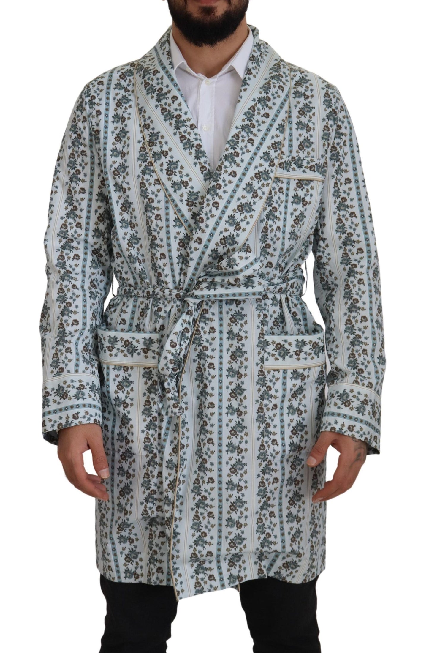 Dolce & Gabbana Elegant Floral Cotton Jacket Robe IT48 / M