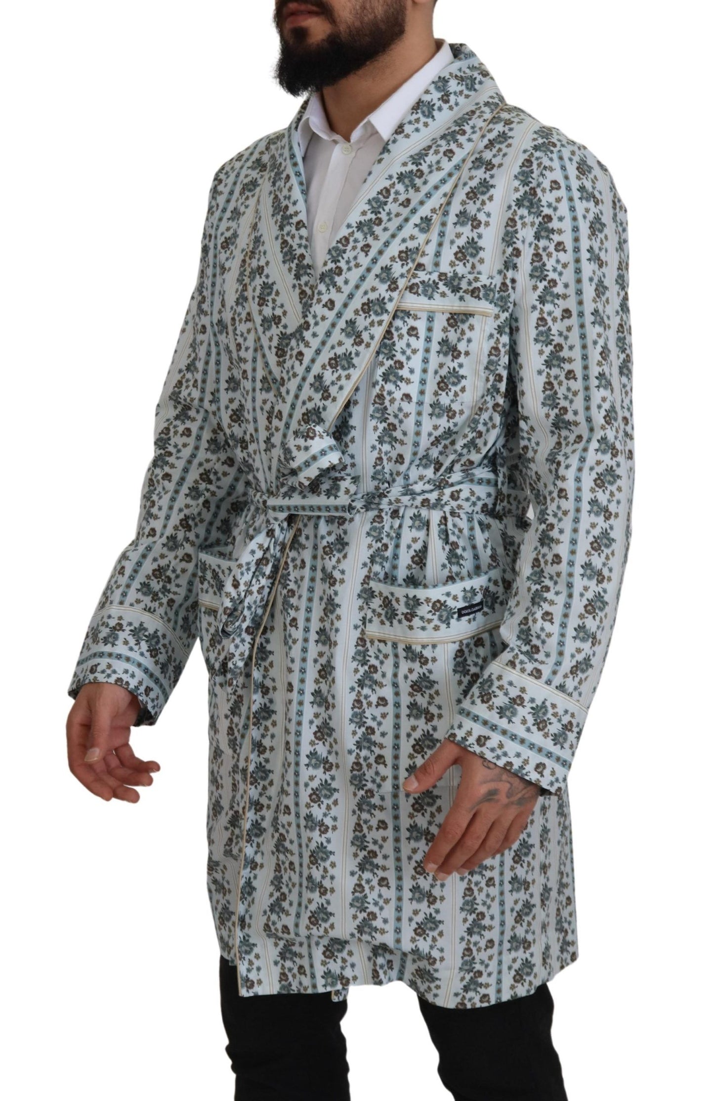 Dolce & Gabbana Elegant Floral Cotton Jacket Robe IT48 / M