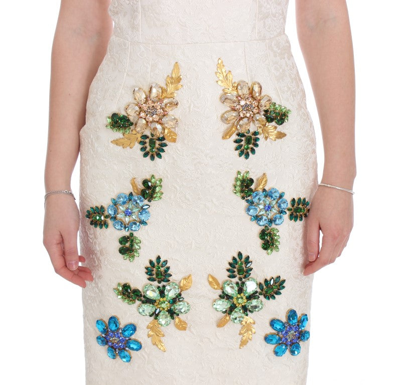 Dolce & Gabbana Elegant Floral Brocade Sheath Dress IT40 | S