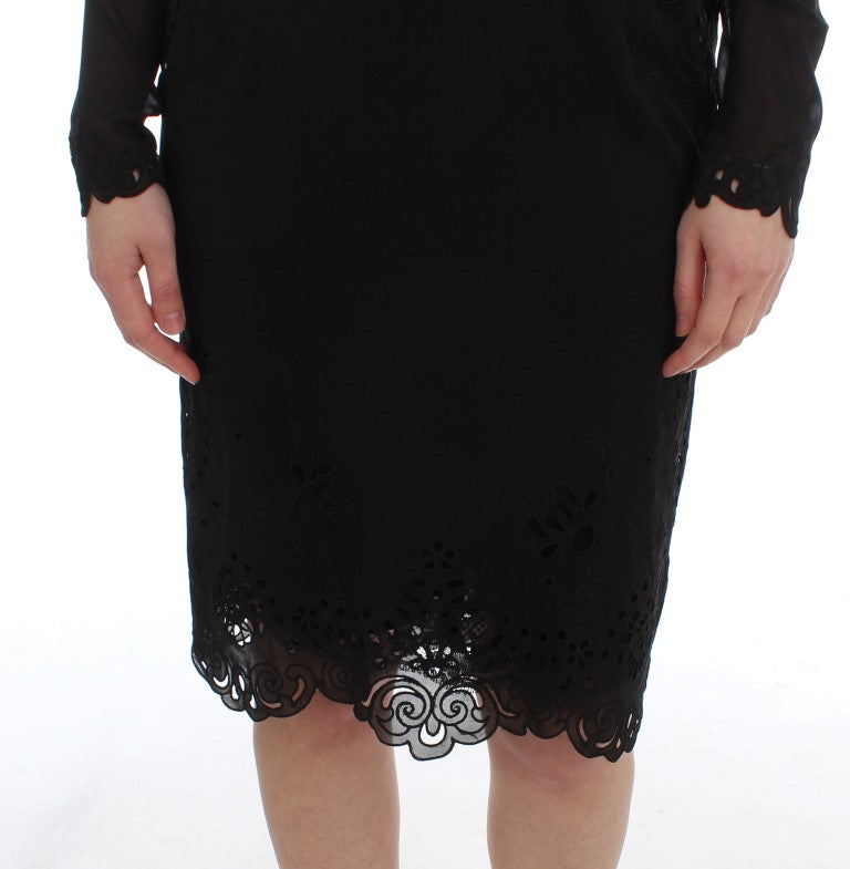 Dolce & Gabbana Elegant Black Floral Lace Sheath Dress IT36 / XS