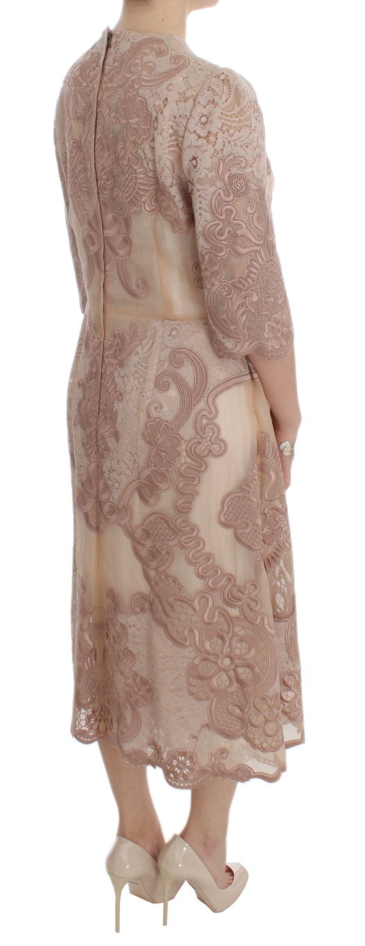 Dolce & Gabbana Elegant Pink Lace Embroidered Shift Dress IT38 / XS