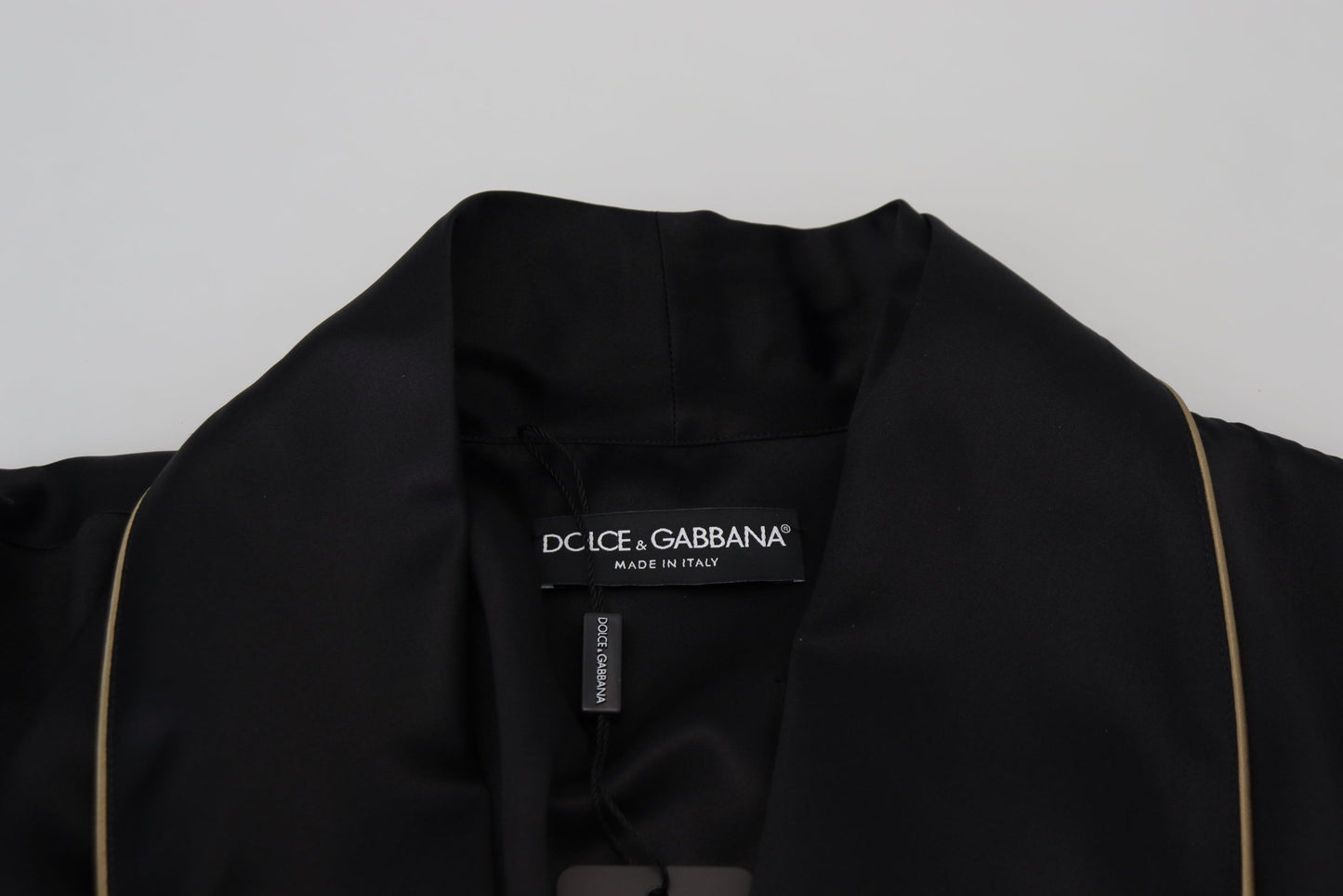 Dolce & Gabbana Elegant Black Silk Long Robe Coat IT50 / L