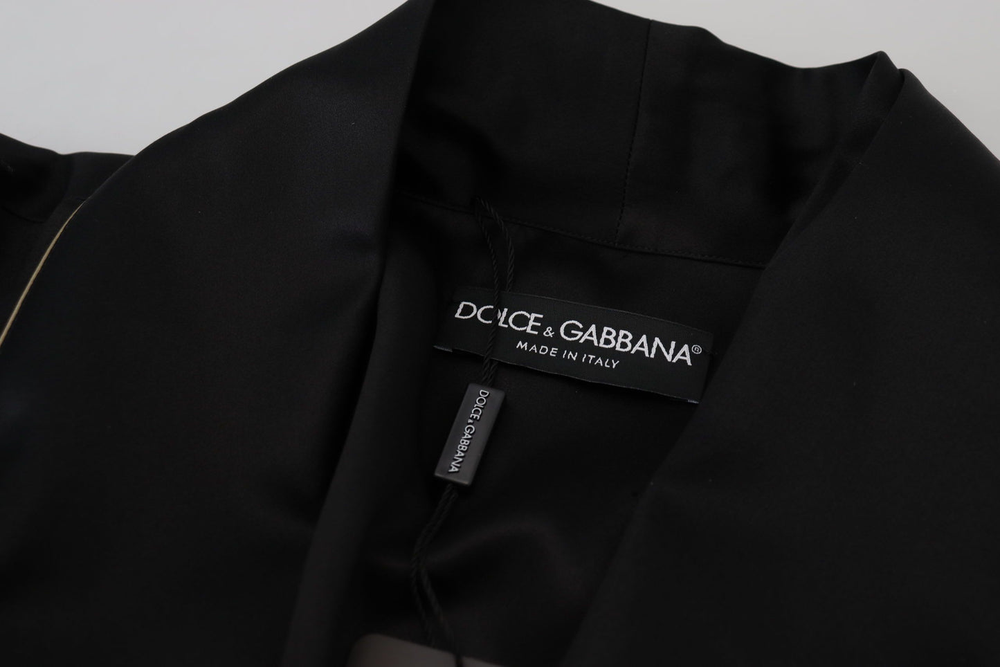 Dolce & Gabbana Elegant Black Silk Long Robe Coat IT50 / L