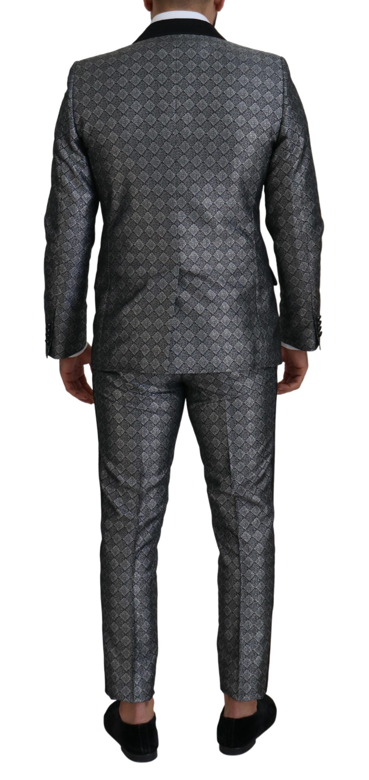 Dolce & Gabbana Elegant Silver Patterned Slim Fit Suit IT50 / L