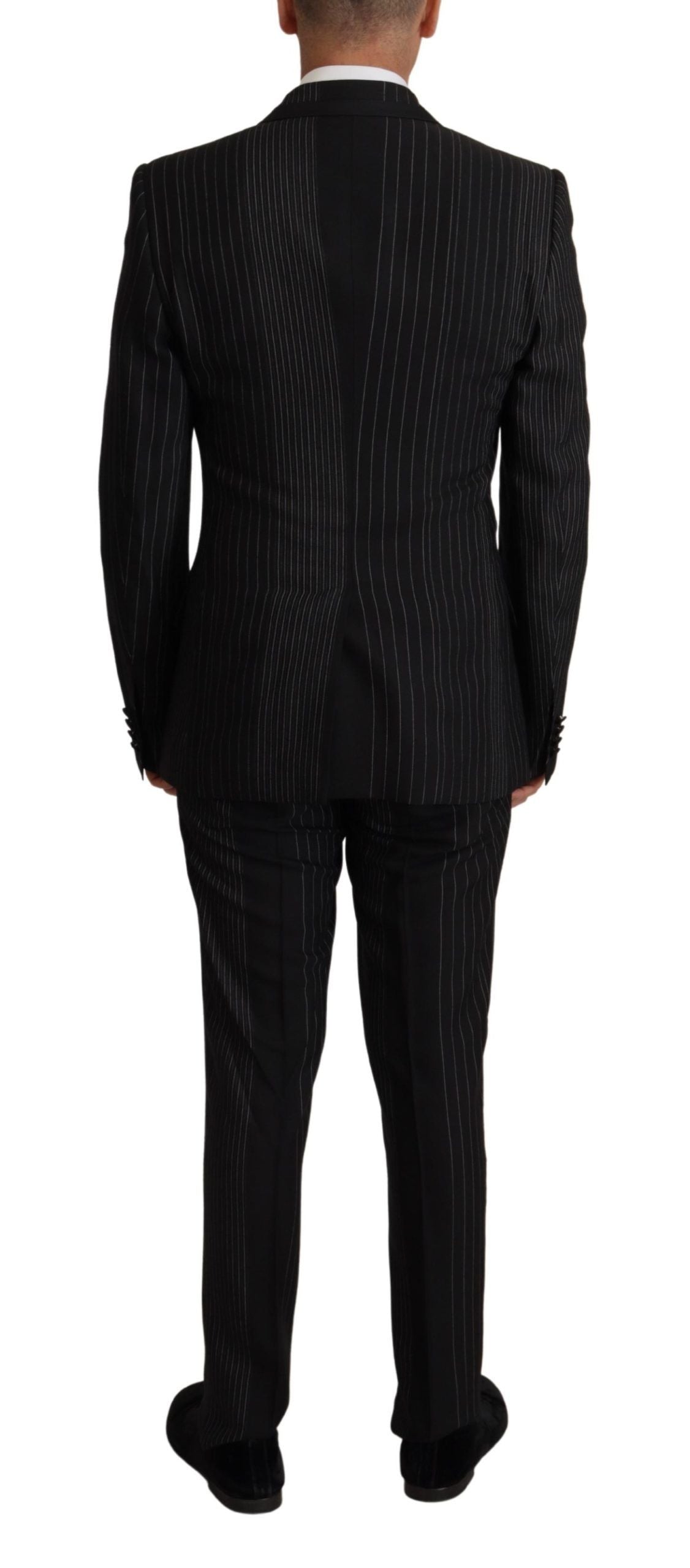 Dolce & Gabbana Elegant Black Striped Slim Fit Two-Piece Suit IT48 / M