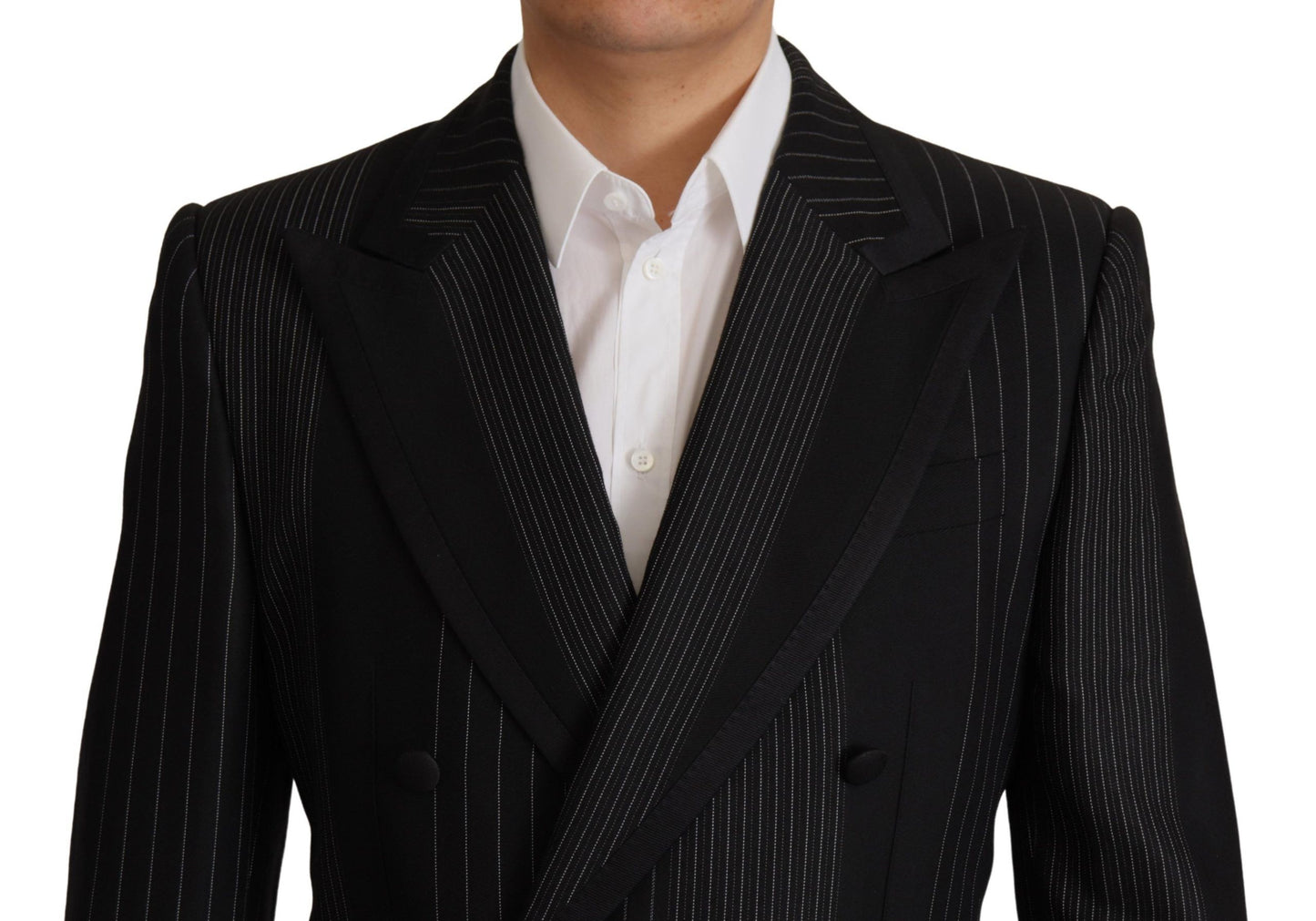 Dolce & Gabbana Elegant Black Striped Slim Fit Two-Piece Suit IT48 / M