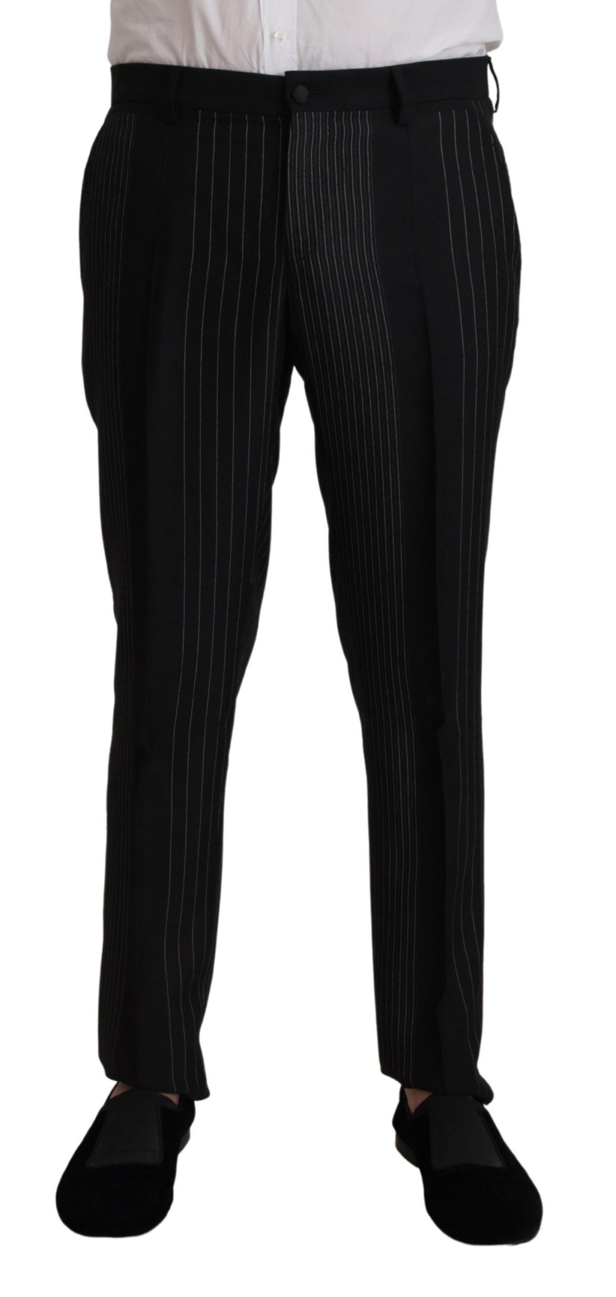 Dolce & Gabbana Elegant Black Striped Slim Fit Two-Piece Suit IT48 / M