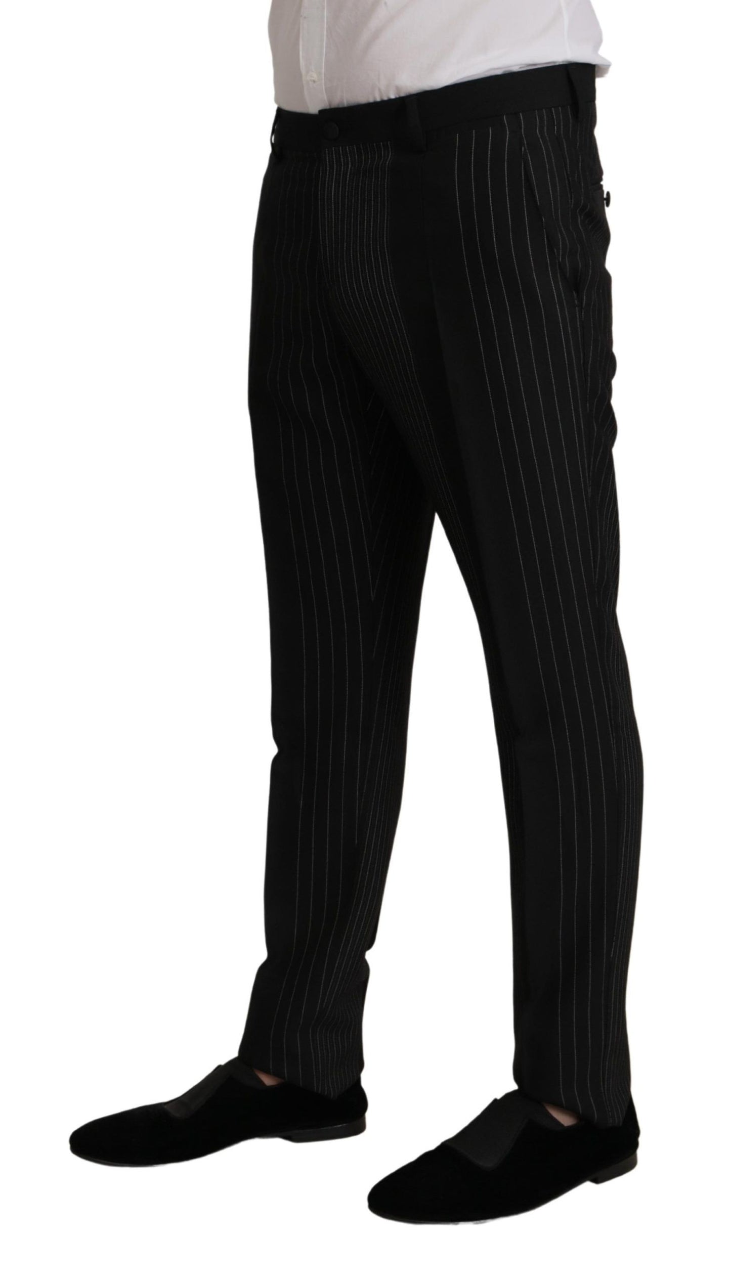 Dolce & Gabbana Elegant Black Striped Slim Fit Two-Piece Suit IT48 / M