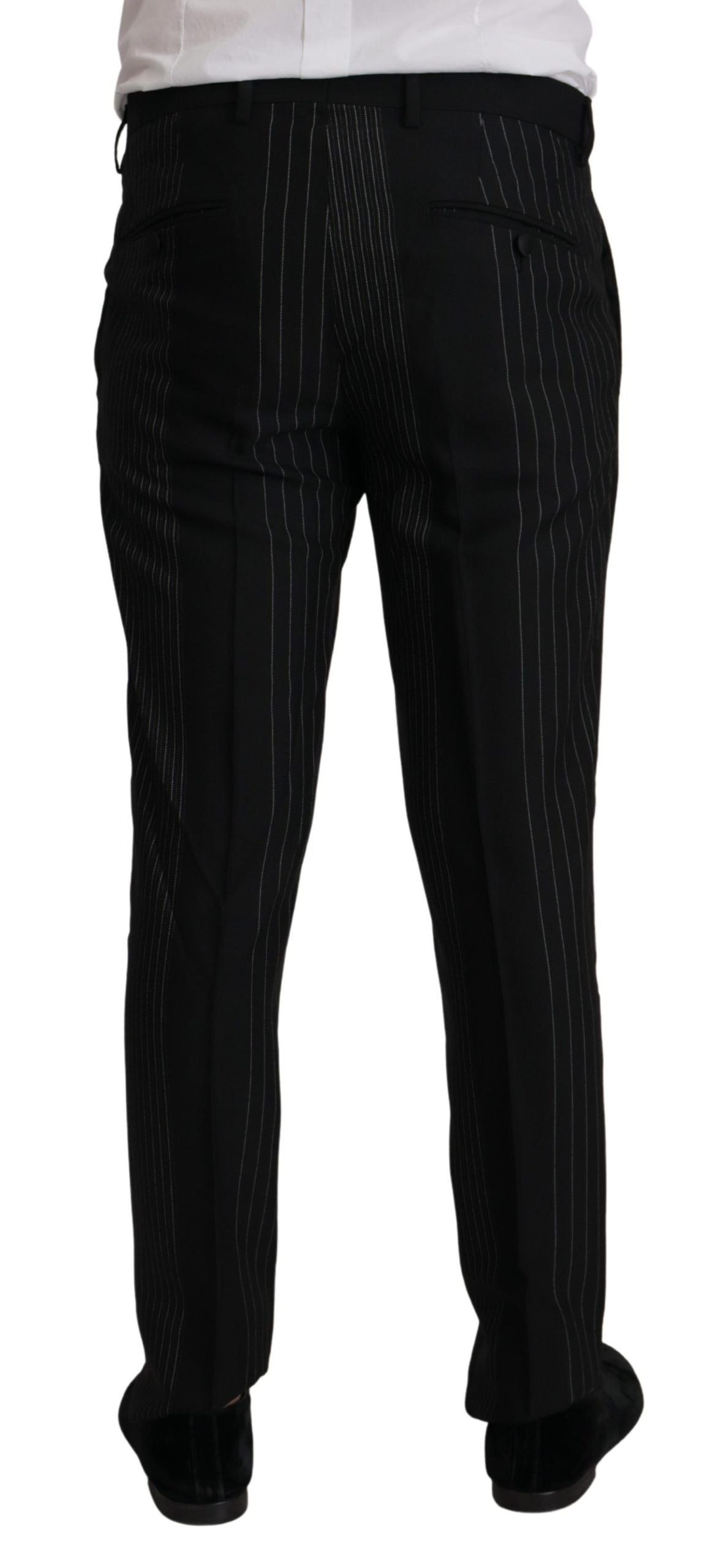 Dolce & Gabbana Elegant Black Striped Slim Fit Two-Piece Suit IT48 / M