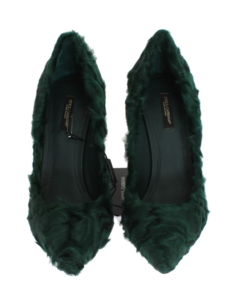 Dolce & Gabbana Elegant Green Xiangao Fur Leather Pumps EU40 / US9.5