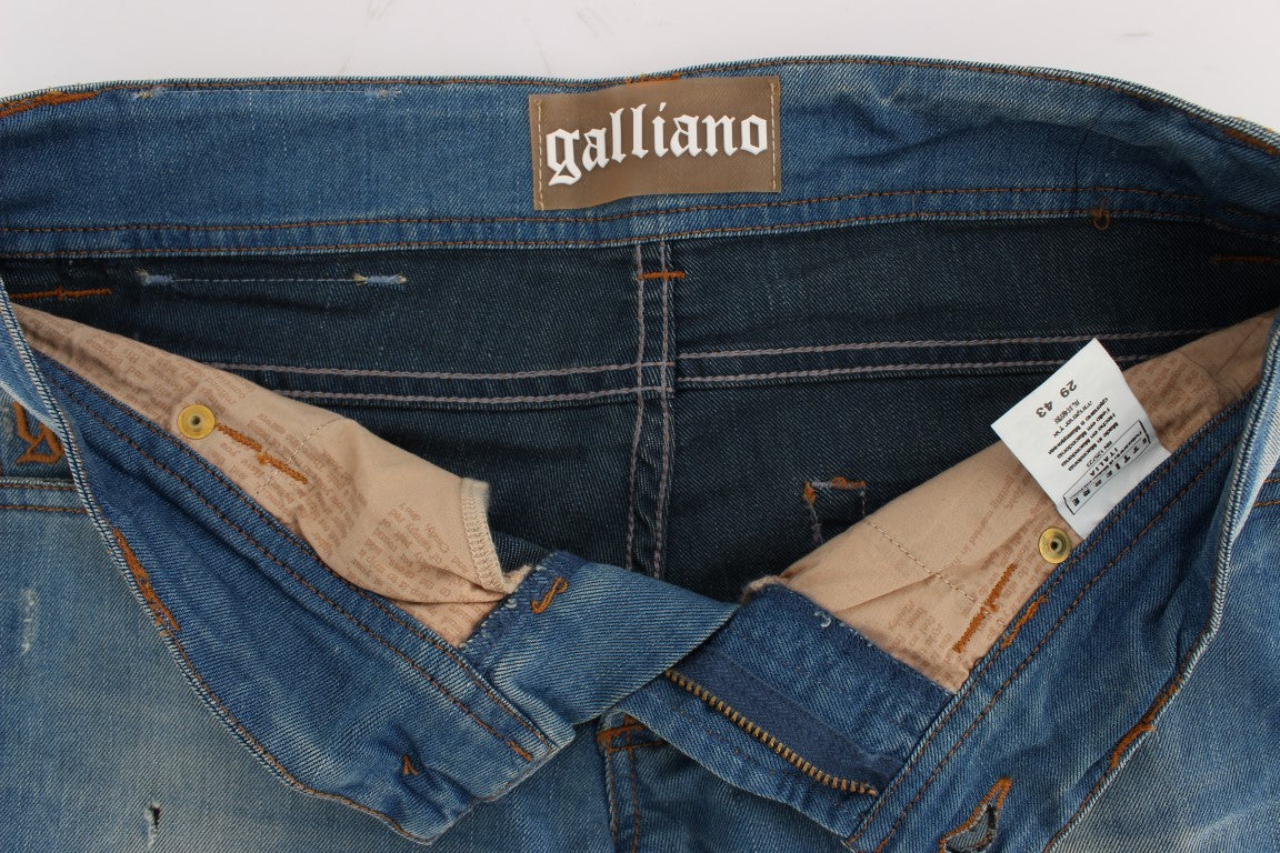 John Galliano Sleek Blue Slim Fit Designer Jeans W29