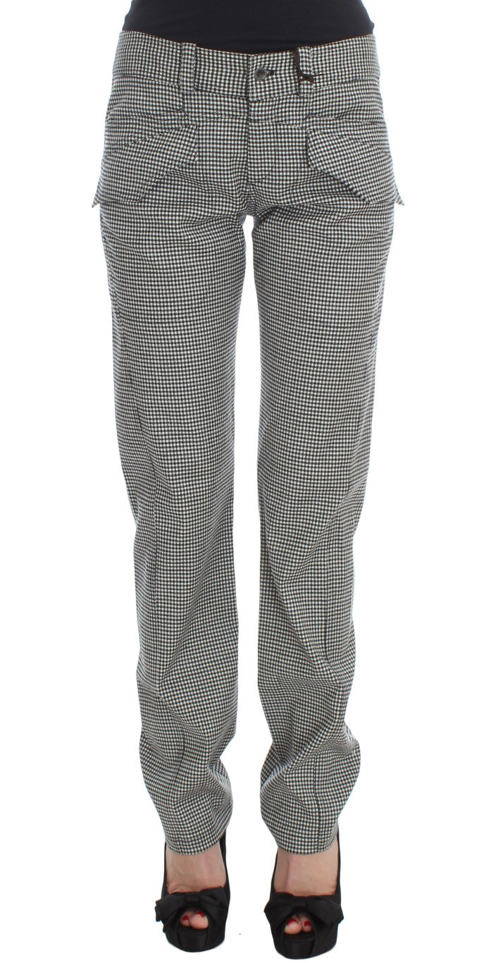 Ermanno Scervino Chic Checkered Black & White Regular Fit Pants IT42 | M