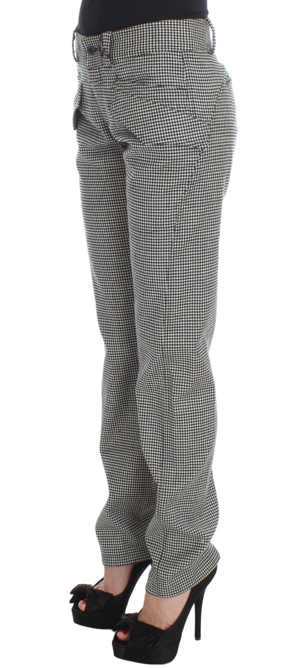 Ermanno Scervino Chic Checkered Black & White Regular Fit Pants IT42 | M