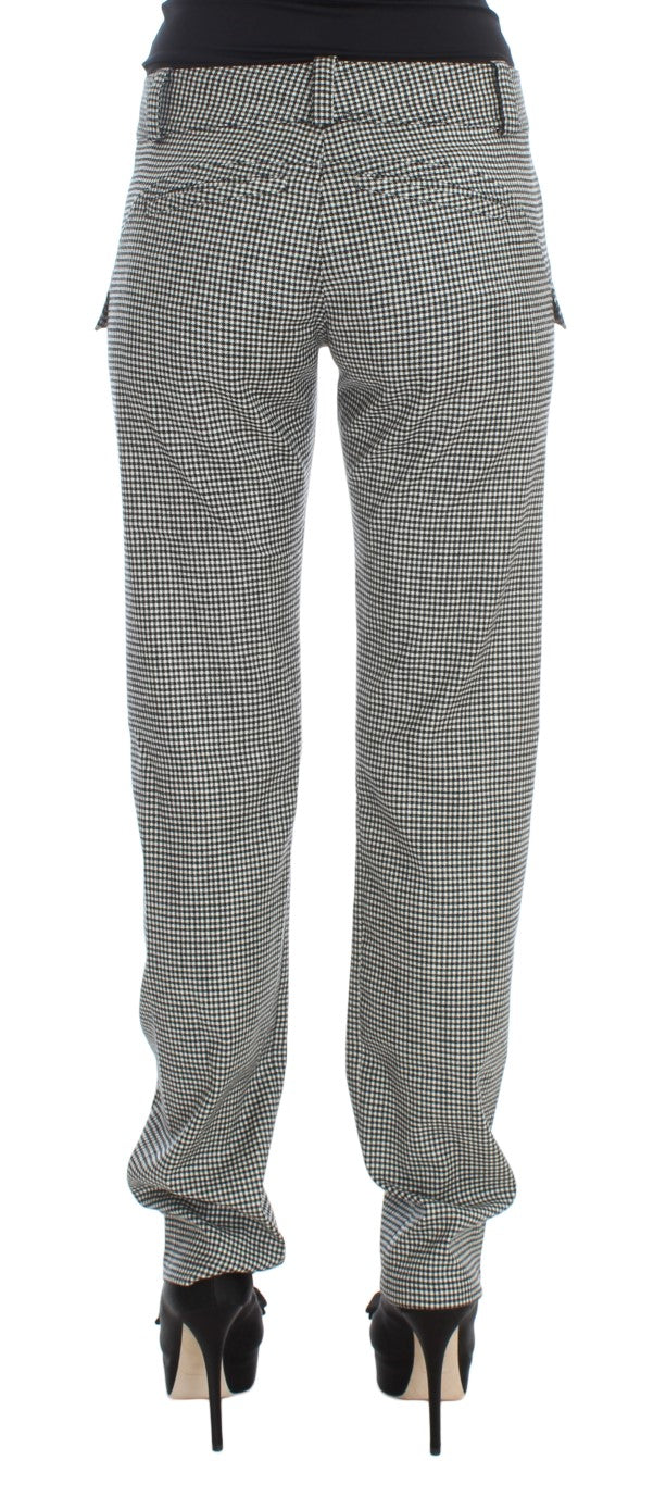 Ermanno Scervino Chic Checkered Black & White Regular Fit Pants IT42 | M