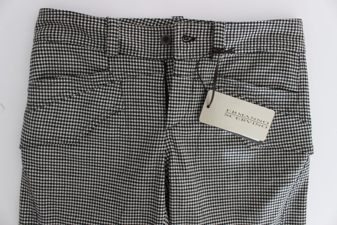 Ermanno Scervino Chic Checkered Black & White Regular Fit Pants IT42 | M