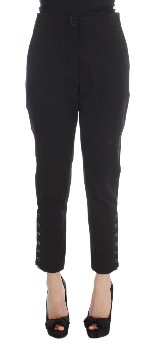 Ermanno Scervino Elegant Cropped Capri Pants in Black IT40 | S