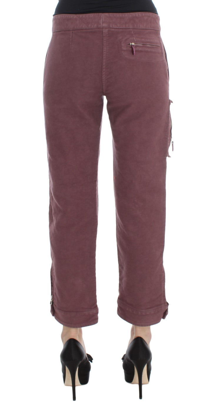 Ermanno Scervino Chic Bordeaux Capri Cropped Cargo Pants IT38 | XS